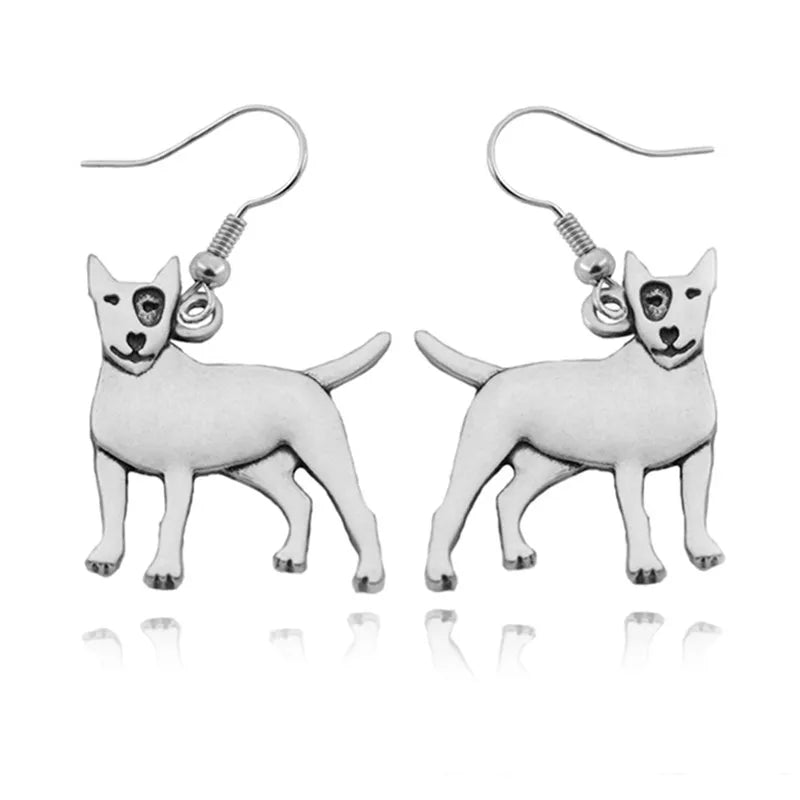 Vintage Silver Color Hippie Bull Terrier Earing Pendientes Mujer Boho Blslterrier Dog Love Jewelry Earrings For Women Brincos