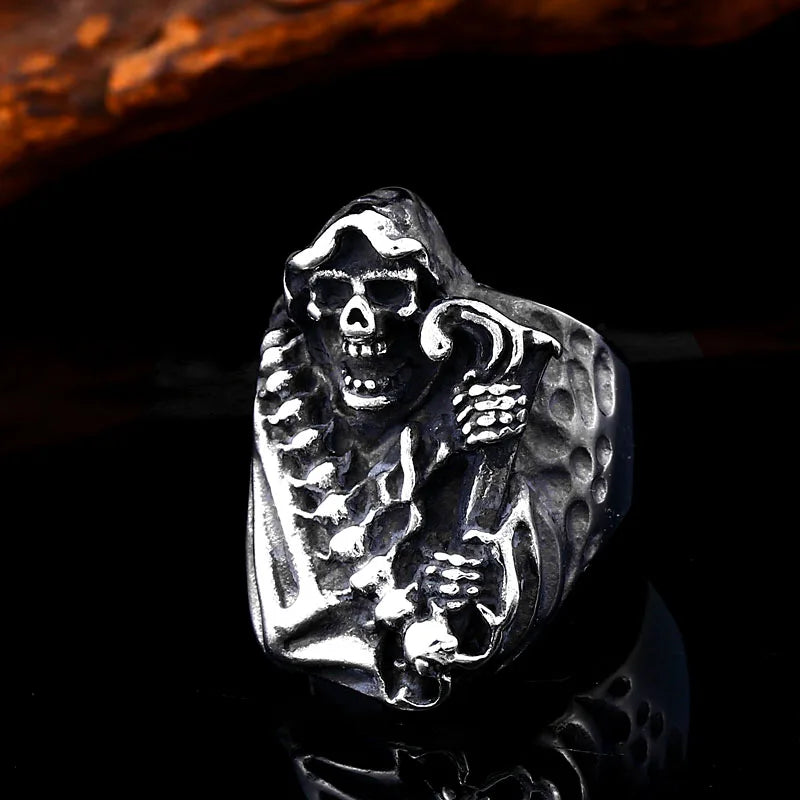 Beier new store 316L stainless steel Skull Men's Ring Hell Devil Scythe Punk Fashion Gift High Quality Jewelry LLBR8-666R