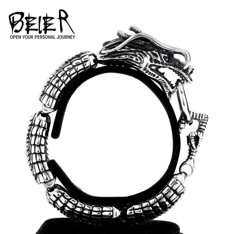 Beier nouveau magasin Bracelet en acier inoxydable 316L Punk dominateur dragon chaîne hommes bracelets bracelets bijoux de mode LLBC8-001R