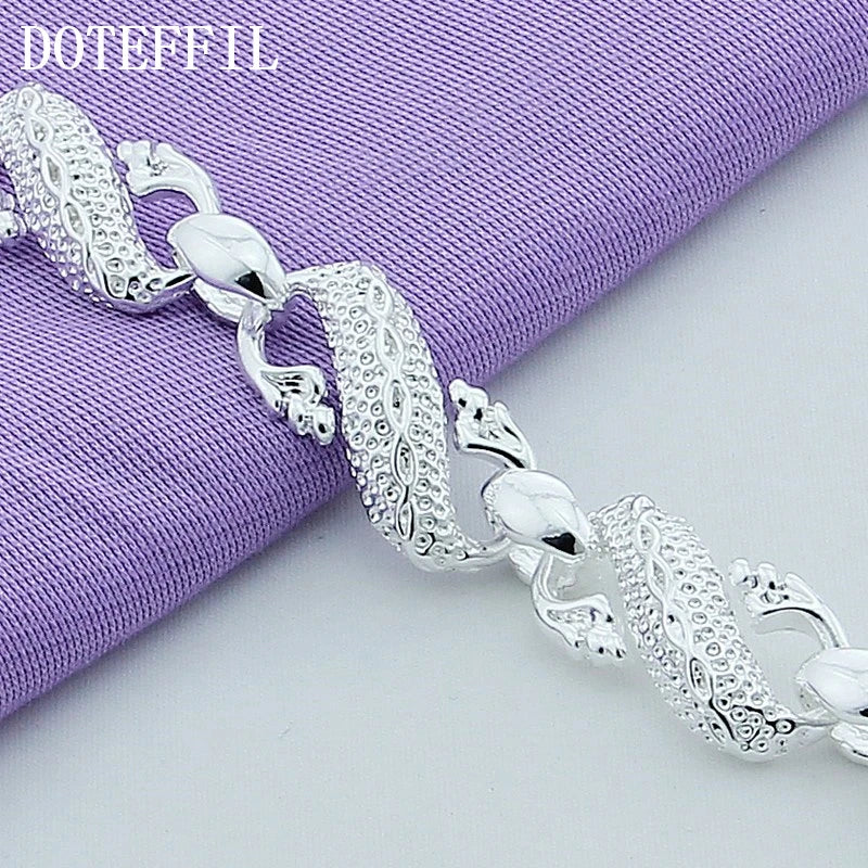 DOTEFFIL 925 Sterling Silver Dragon Cuff Bracelet For Man Women Charm Wedding Engagement Party Fashion Jewelry - Madeinsea©