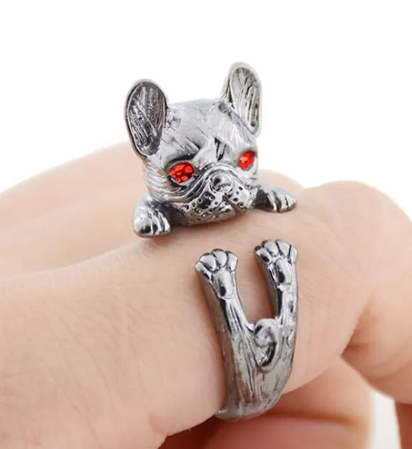 Retro Punk  French Bulldog Dog Rings For Women Men Anel Boho Brass Knuckle Anillos Couple Ring Gift For Pet Lovers Jewelry 2018