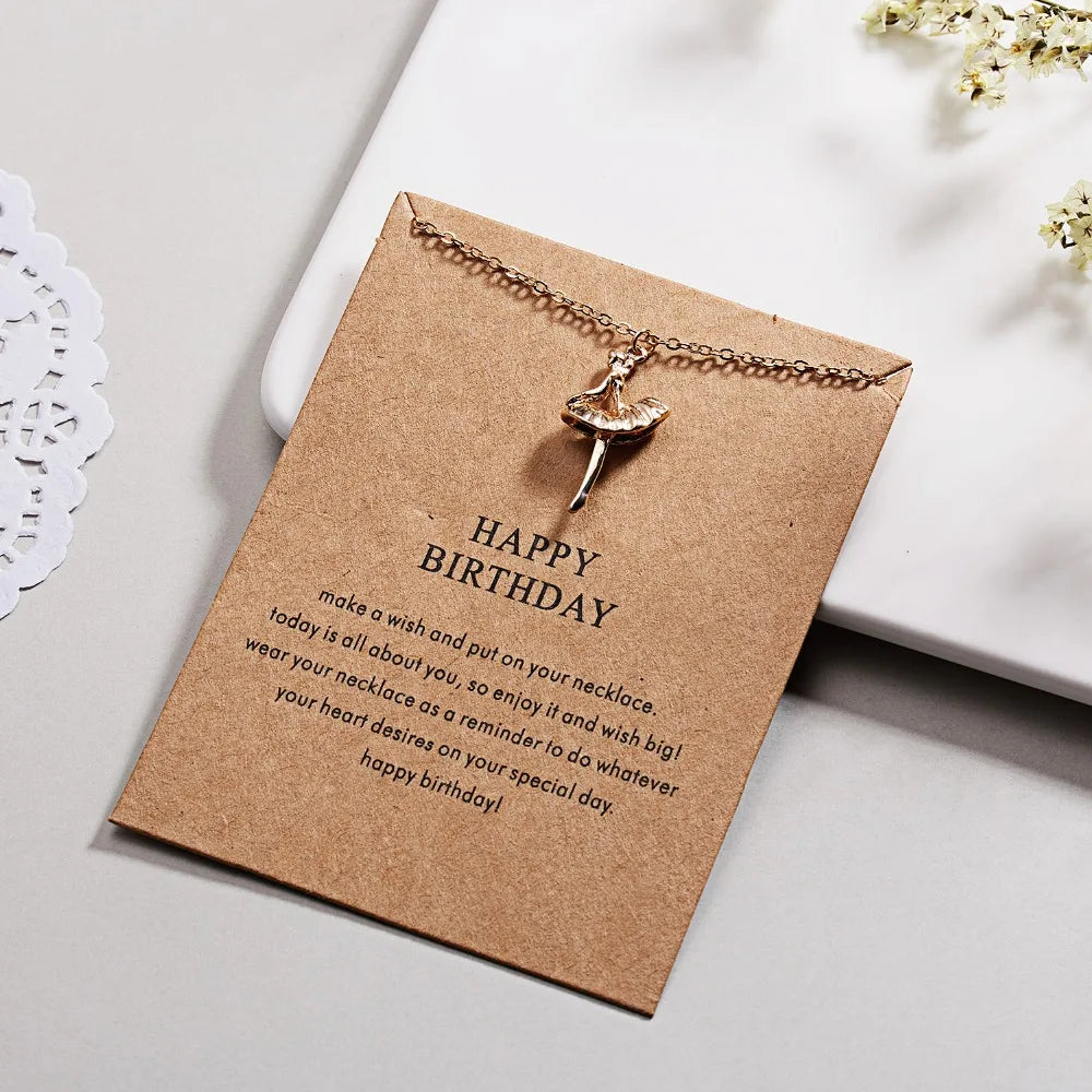 Collier ras du cou court plaqué or avec pendentif « Danseuse » et ornement de clavicule en alliage, motif ballerine, idéal pour un joyeux anniversaire.