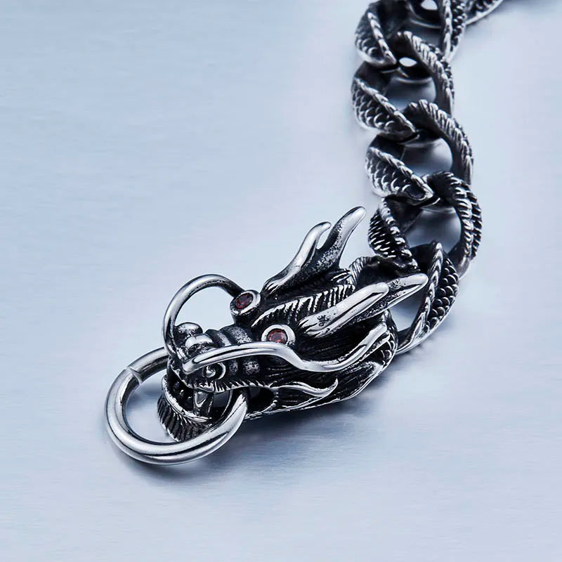 Bracelet en acier inoxydable 316L Beier Bracelet punk crâne pour bracelet vintage cool dragon style homme bijoux LLBC8-019