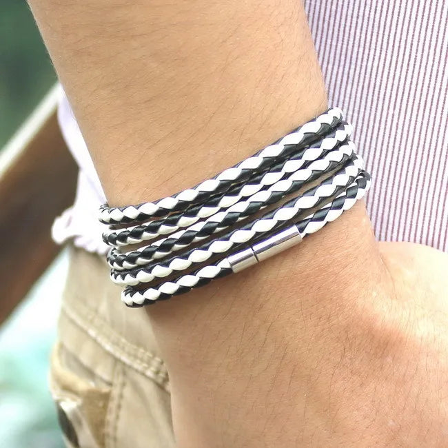 TYO Fashion 5 Layer Leather Bracelets & Charm Bangle Handmade Round Rope Turn Buckle Bracelet For Women Men Low Price Wholesale - Madeinsea©