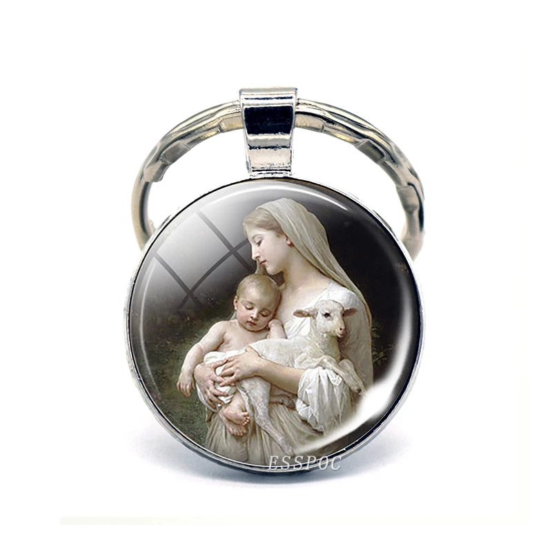 St Patrick Blessed Virgin Mary Keychain Saint Key Chain Silver Color Keychains Keyrings Catholic Jewelry St. Patrick's Day Gifts