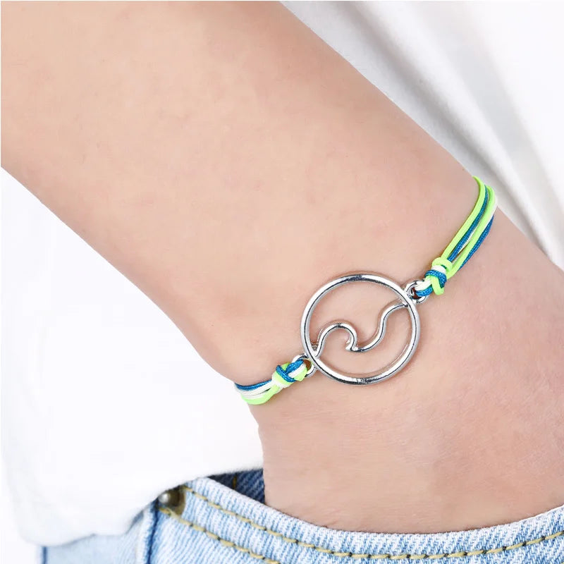 Ocean Waves Beach Nautical Surfing Adjustable Bracelets Sea Turtle Charms Women Men Boys Girls Unisex Jewelry Drop Shipping