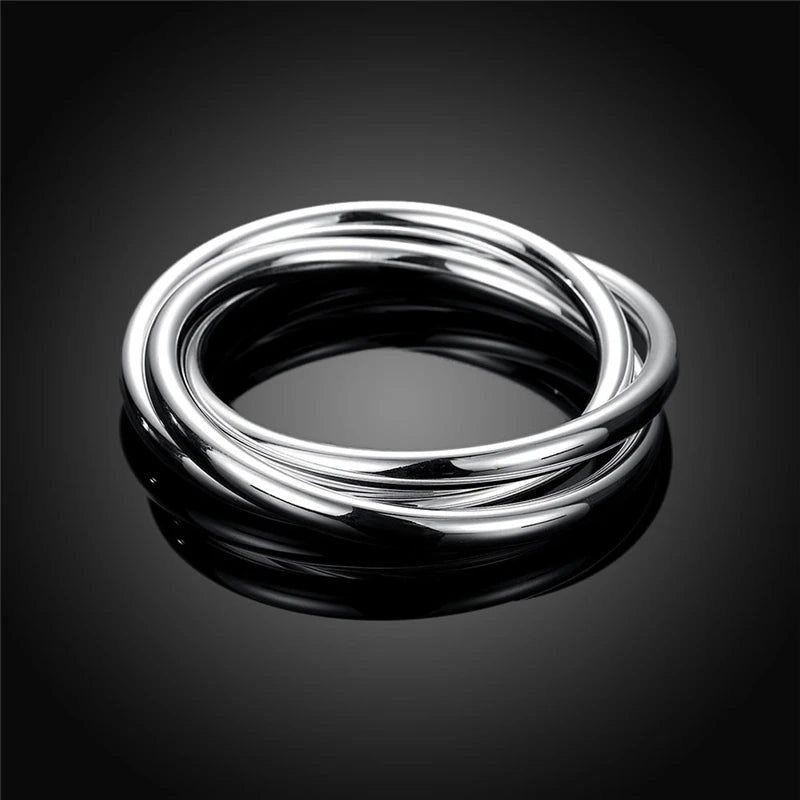 DOTEFFIL 925 Sterling Silver Bracelet Bangles Women Three Lines Smooth High Quality Solid Bracelet Bangles Fashion Jewelry