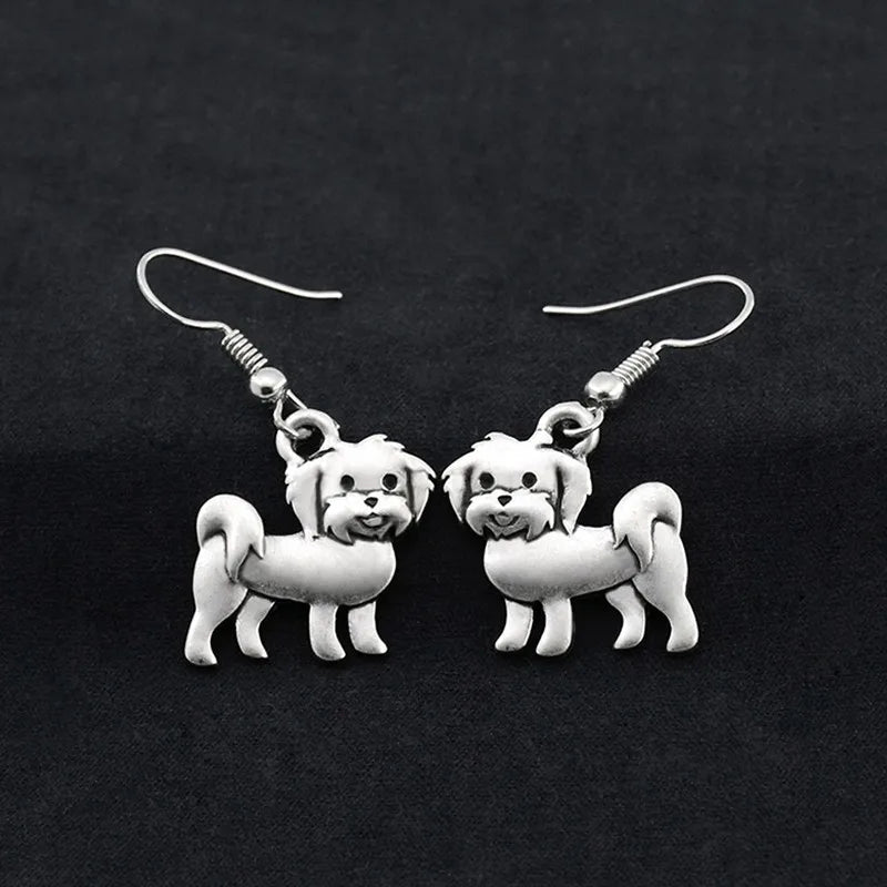 Vintage Maltese Pendant Long Earring Bohomian Best Friend Gifts Dog Earings Fashion Jewelry Drop Earrings For Women Pendientes