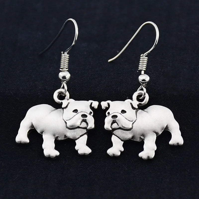 Vintage 3D English Bulldog Drop Earring Bohe Dog Charms Earrings For Women Brincos Long Earings fashion Jewelry Pendientes Mujer