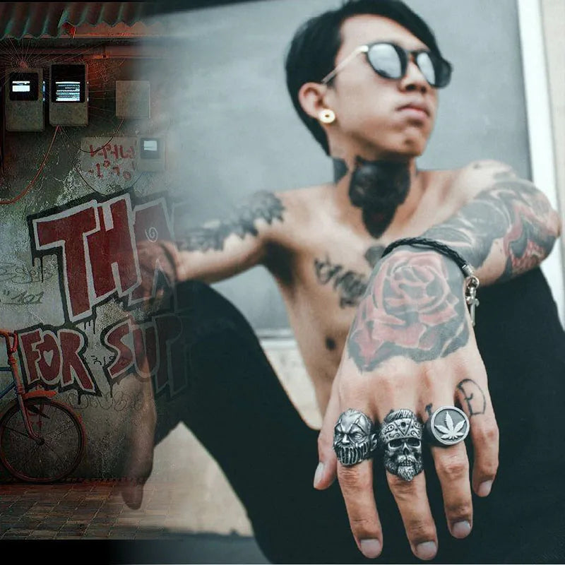 Beier new store 316L Stainless Steel Cool old man skull ring China gossip headscarf symbol high quality men's ring LLBR8-573R