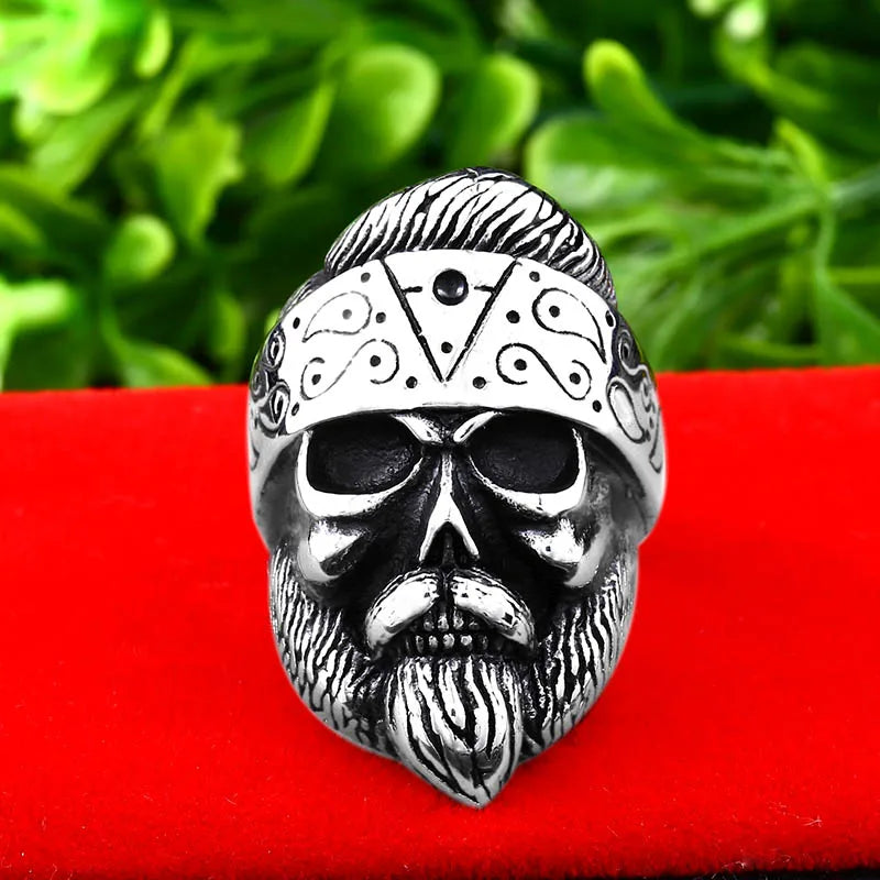 Beier new store 316L Stainless Steel Cool old man skull ring China gossip headscarf symbol high quality men's ring LLBR8-573R