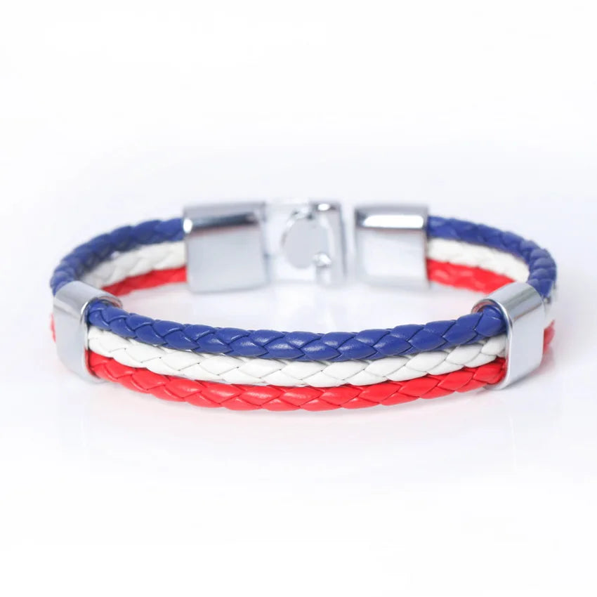 TYO New Fashion Braided Surfer Bandage National Spain Flag Leather Bracelets Trendy Sporty Friendship Bangles For Men Women