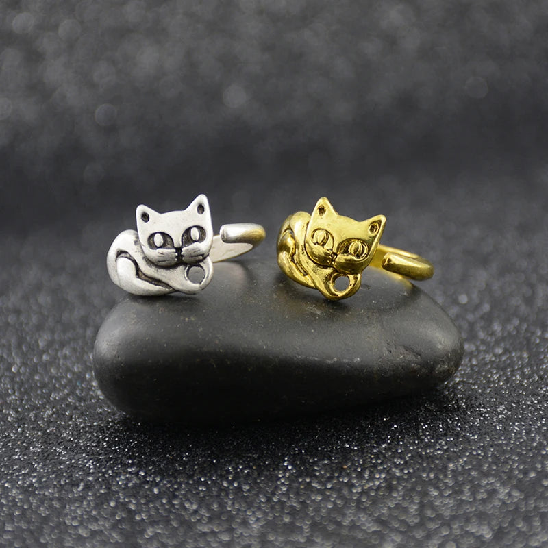 New Fashion Cat Rings For Women Men Anel Boho Brass Knuckle Anillos Couple Animal Ring Gift For Pet Lovers Party Jewelry