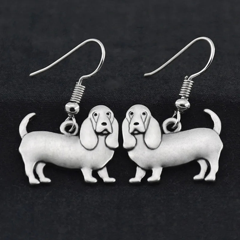 Vintage Boho Basset Hound Drop Earring Bohemian Dog Charms Earrings For Women Brincos Long Earings fashion Jewelry Pendientes