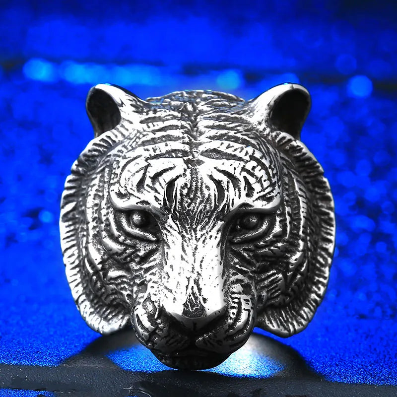 Beier New Store 316L Stainless Steel Ring Top Quality Domineering Tiger Head Ring Animal For Man Biker Jewelry LLBR8-161R