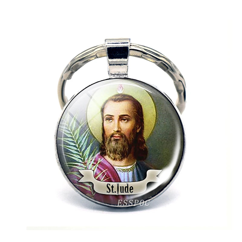 St Patrick Blessed Virgin Mary Keychain Saint Key Chain Silver Color Keychains Keyrings Catholic Jewelry St. Patrick's Day Gifts