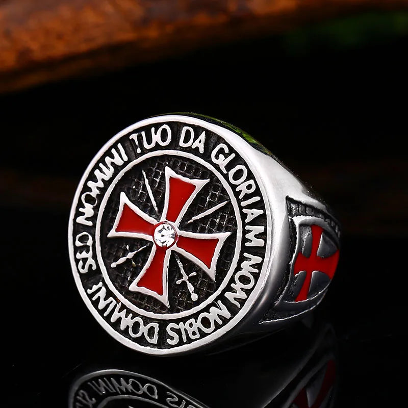 Beier 316L stainless steel Temple Red Cross Knight Men's Ring Shield Guards High Quality Jewelry Wholesale Gift