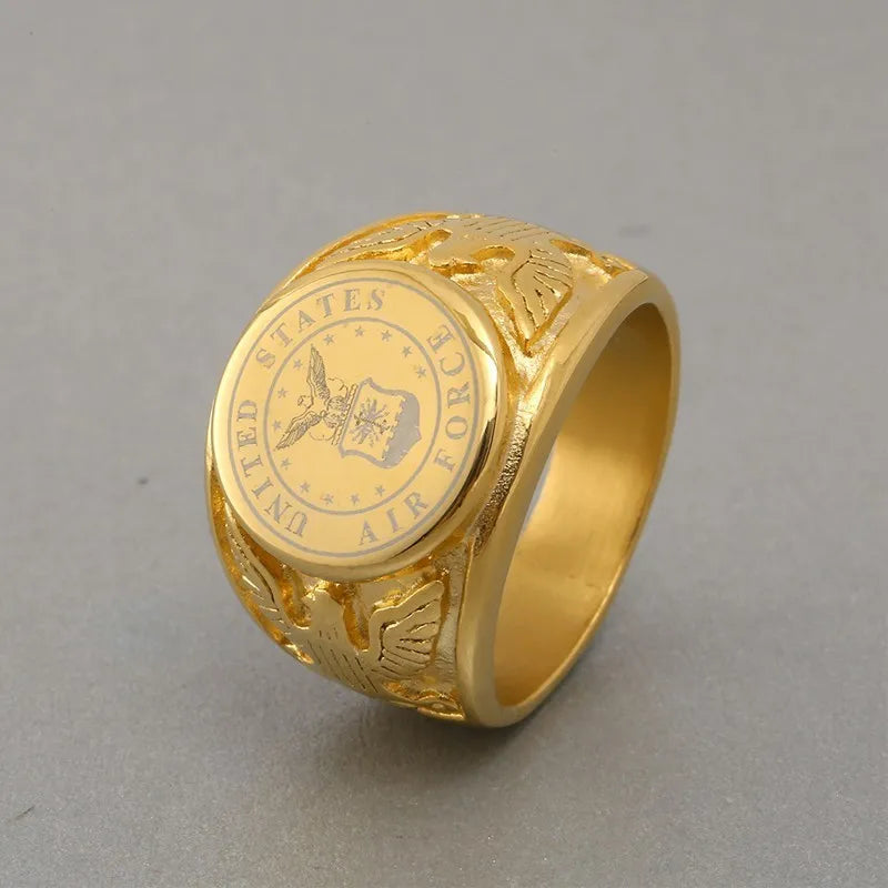 Golden USMC US MARINE CORPS Ring