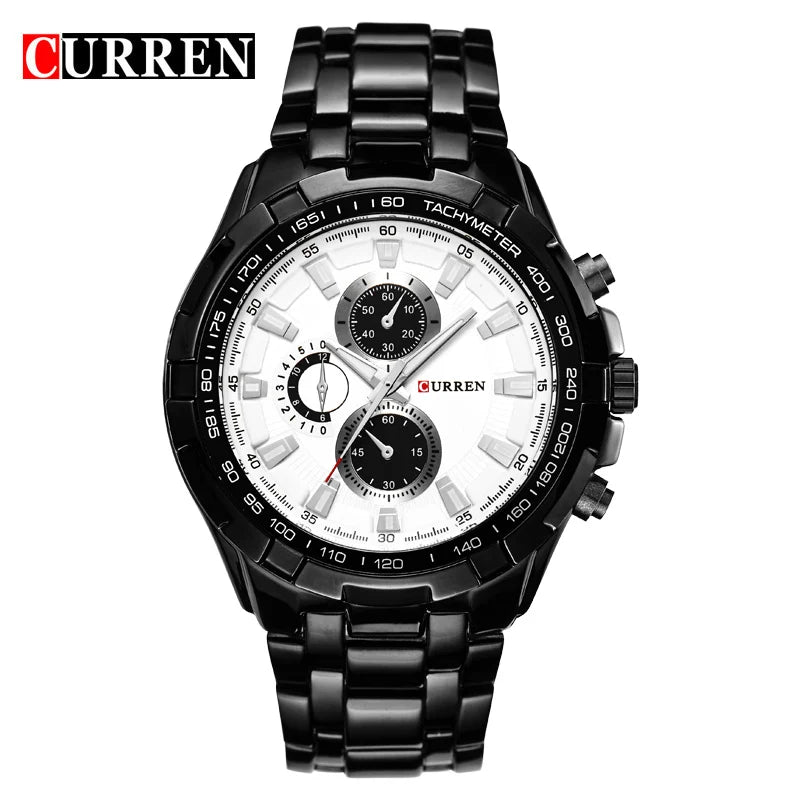 CURREN 2018 New Luxury Fashion Analog Military Sports Men Watches Full Steel Band Black Quartz Male Clock Relogio Masculino
