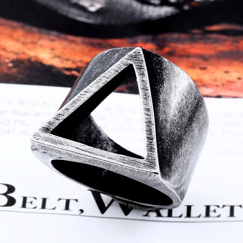 Beier new store 316L Stainless Steel viking Triangle graphics fashion men's ring High quality vintage ring LLBR8-543R