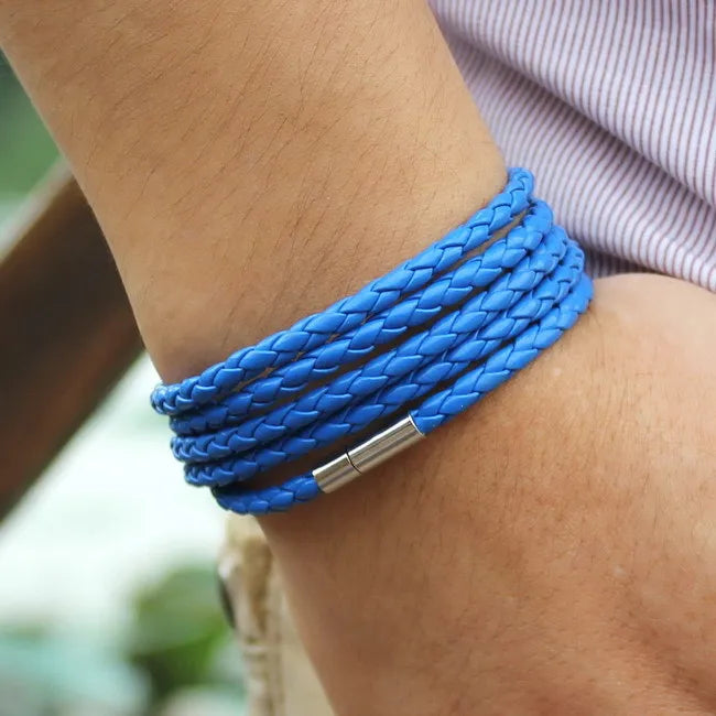 TYO Fashion 5 Layer Leather Bracelets & Charm Bangle Handmade Round Rope Turn Buckle Bracelet For Women Men Low Price Wholesale - Madeinsea©