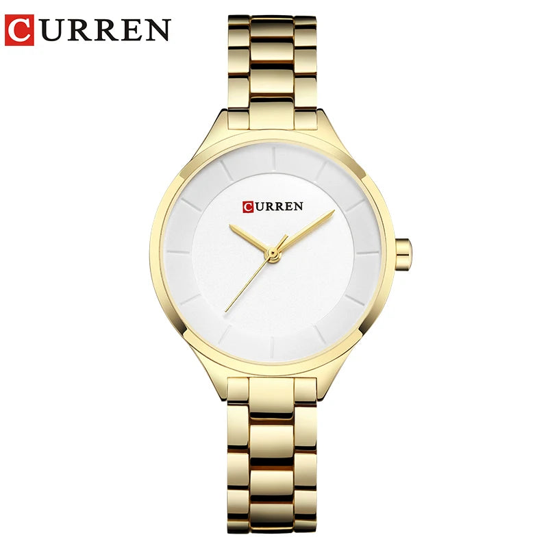 CURREN Top Brand Fashion Ladies Watches Stainless Steel Band Quartz Female Wrist Watch Ladies Gifts Clock Relogio Feminino