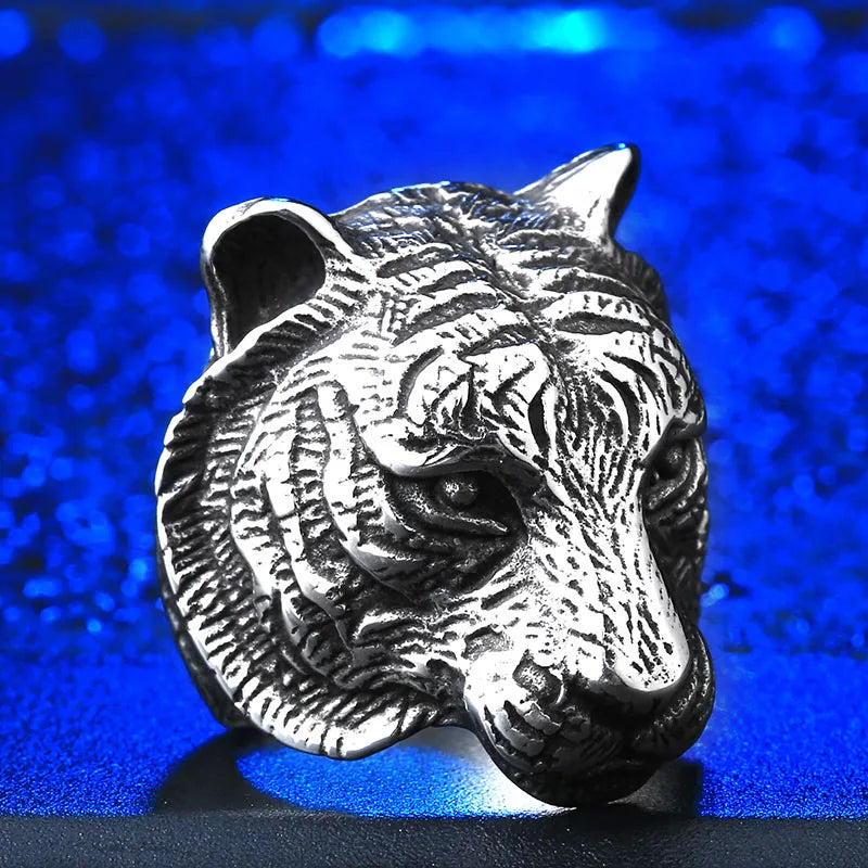 Beier New Store 316L Stainless Steel Ring Top Quality Domineering Tiger Head Ring Animal For Man Biker Jewelry LLBR8-161R