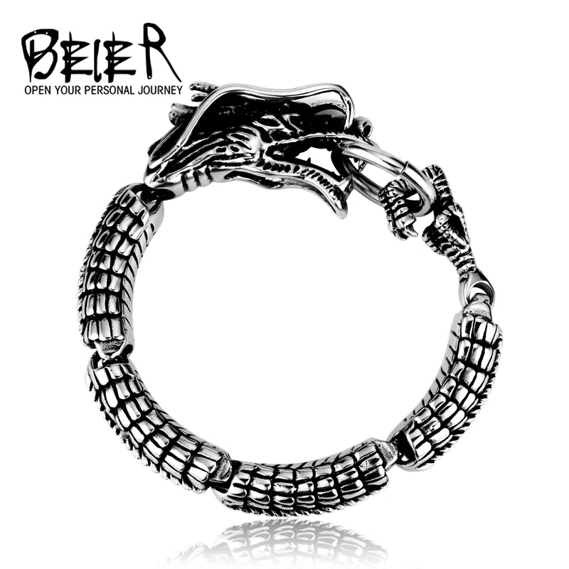 Beier nouveau magasin Bracelet en acier inoxydable 316L Punk dominateur dragon chaîne hommes bracelets bracelets bijoux de mode LLBC8-001R
