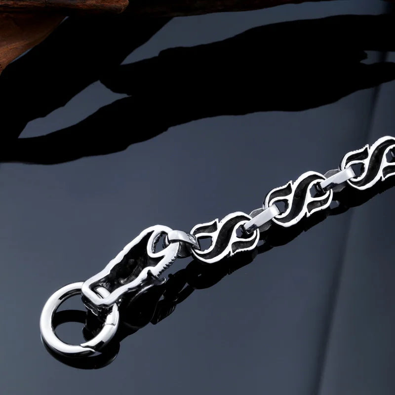 Beier 316L Stainless Steel bracelet punk skull Bracelet For Vintage Cool Dragon Style Men's Bracelet Jewelry LLBC8-035