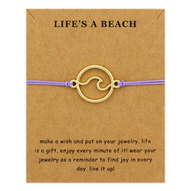 Ocean Waves Beach Nautical Surfing Adjustable Bracelets Sea Turtle Charms Women Men Boys Girls Unisex Jewelry Drop Shipping