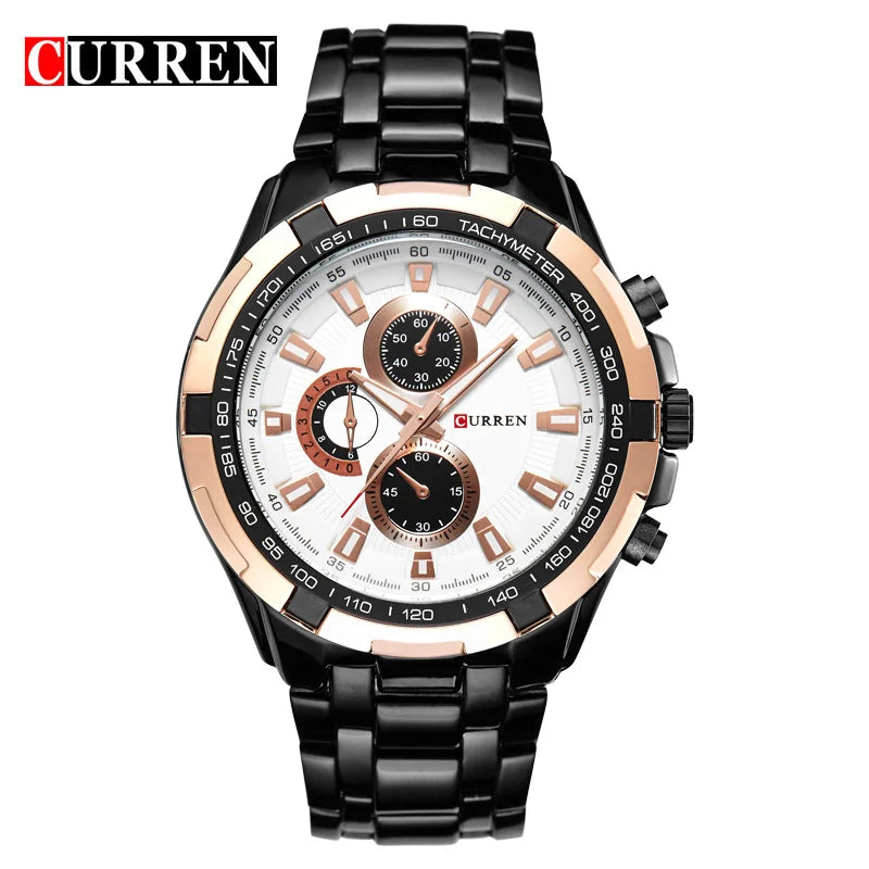 CURREN 2018 New Luxury Fashion Analog Military Sports Men Watches Full Steel Band Black Quartz Male Clock Relogio Masculino