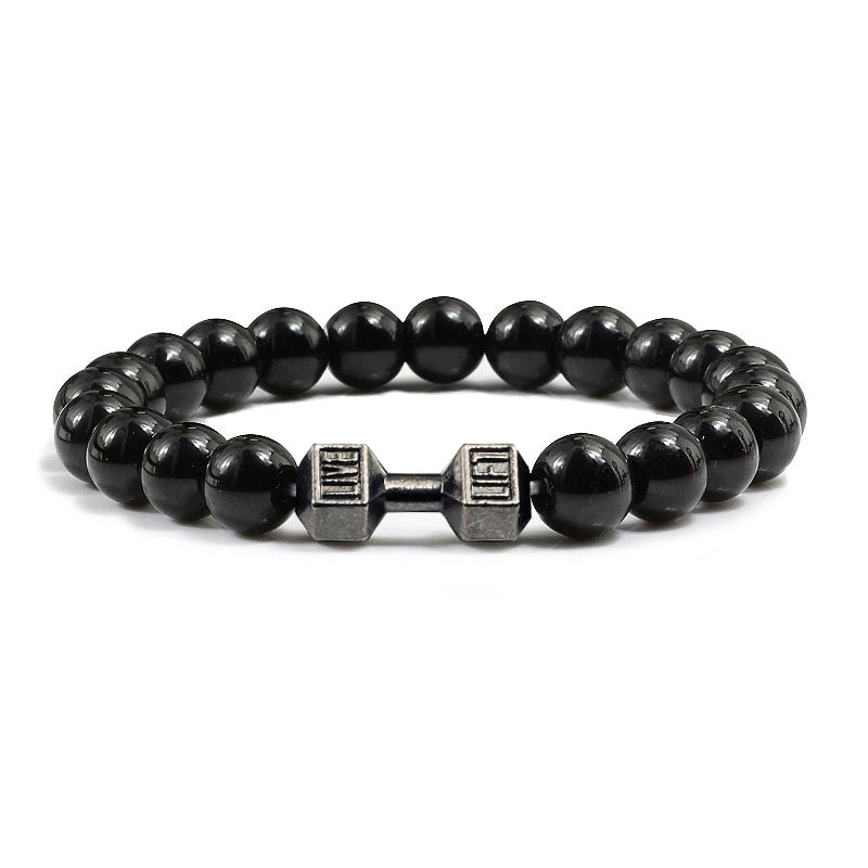 14 Style Natural stone Metal Dumbbell Lava Stone Beads Bracelets Bangles Women Jewelry Men Bracelet Couple Pulseras Hombre mujer