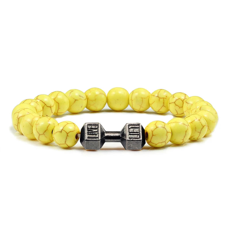 14 Style Natural stone Metal Dumbbell Lava Stone Beads Bracelets Bangles Women Jewelry Men Bracelet Couple Pulseras Hombre mujer