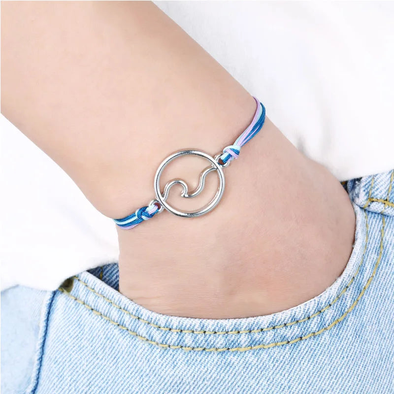 Ocean Waves Beach Nautical Surfing Adjustable Bracelets Sea Turtle Charms Women Men Boys Girls Unisex Jewelry Drop Shipping