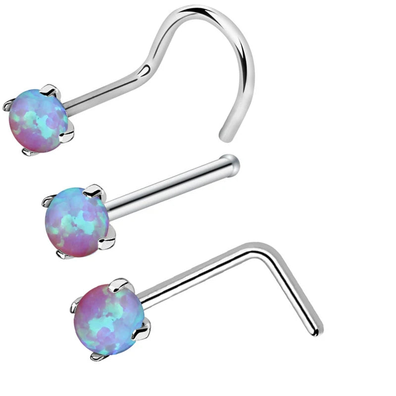 3/4/5/8/21pcs 20G Nose Studs Set Surgical Steel L-Shape Nostril Studs Screws Nose Ring Hoop Body Piercing Jewelry Mixed Styles