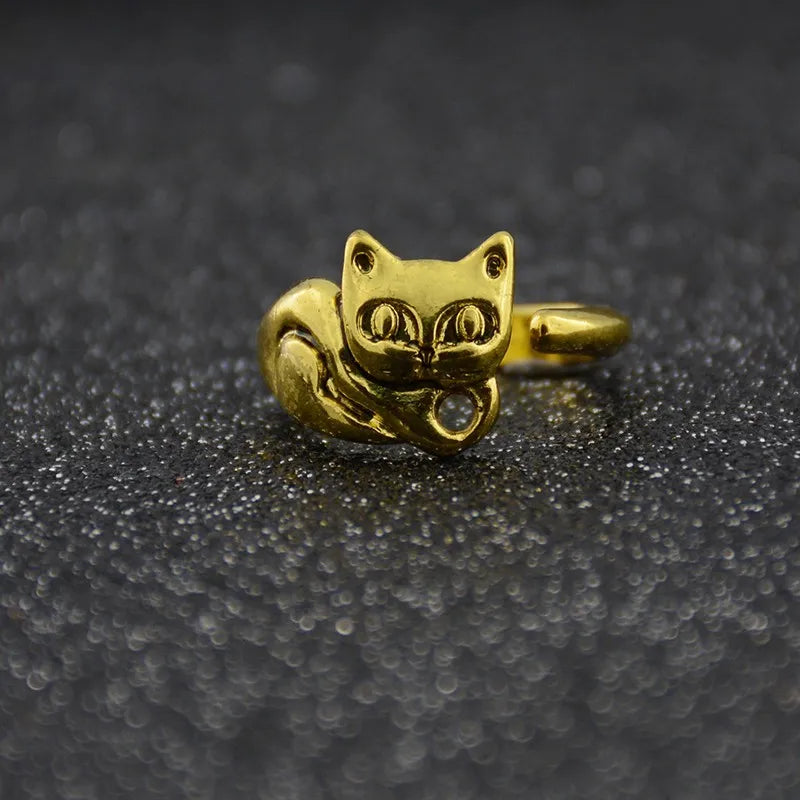New Fashion Cat Rings For Women Men Anel Boho Brass Knuckle Anillos Couple Animal Ring Gift For Pet Lovers Party Jewelry