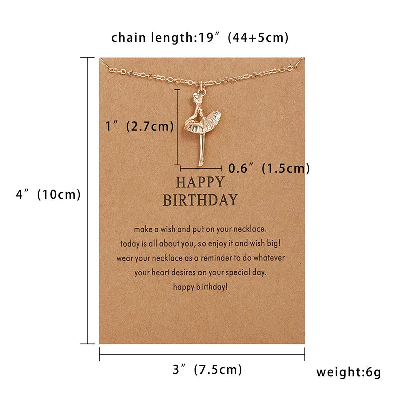 Collier ras du cou court plaqué or avec pendentif « Danseuse » et ornement de clavicule en alliage, motif ballerine, idéal pour un joyeux anniversaire.