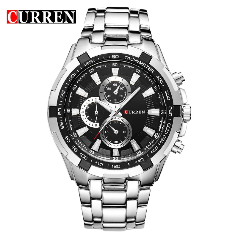 CURREN 2018 New Luxury Fashion Analog Military Sports Men Watches Full Steel Band Black Quartz Male Clock Relogio Masculino