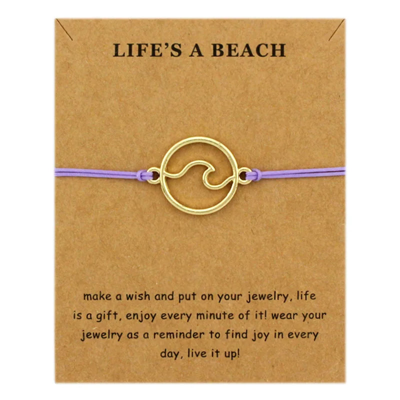 Ocean Waves Beach Nautical Surfing Adjustable Bracelets Sea Turtle Charms Women Men Boys Girls Unisex Jewelry Drop Shipping