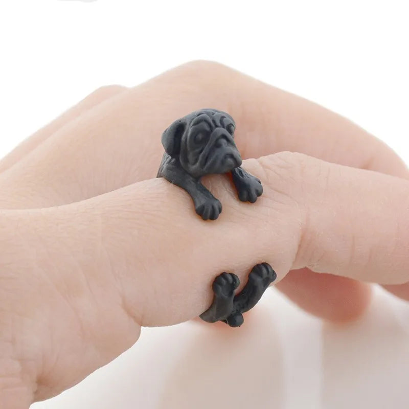 Retro Boho Pug&Boxer&Dachshund Dog Ring Men Punk Bulldog Anel Masculino Couple Rings For Women Jewelry Gifts For Pet Lovers Gift