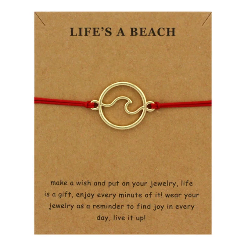 Ocean Waves Beach Nautical Surfing Adjustable Bracelets Sea Turtle Charms Women Men Boys Girls Unisex Jewelry Drop Shipping