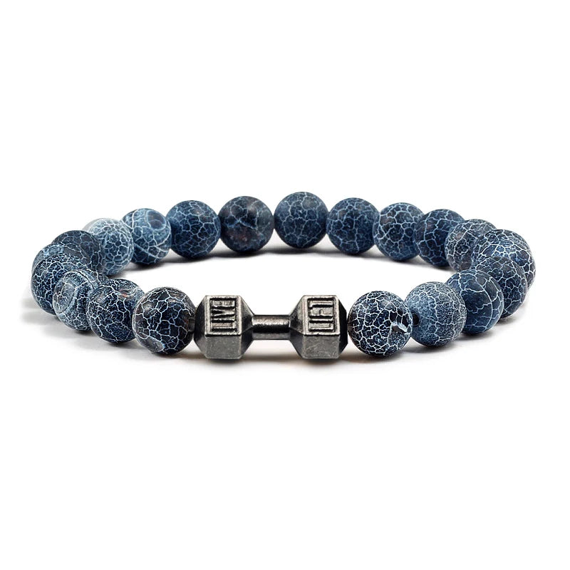 14 Style Natural stone Metal Dumbbell Lava Stone Beads Bracelets Bangles Women Jewelry Men Bracelet Couple Pulseras Hombre mujer