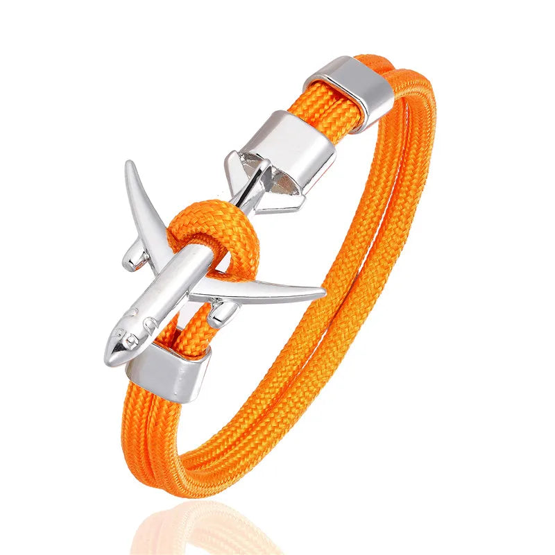 MKENDN Ankerarmbänder für Damen und Herren, Charm-Armband aus Paracord mit Überlebensseilkette und Metallhaken im Flugzeugstil, Sommer-Schmuck