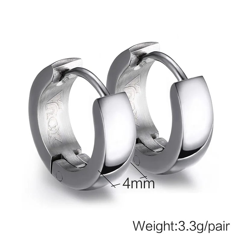 VNOX Cute Hoop Earrings for Men Punk Stainless Steel Huggie Small Earrings 4 Color - Madeinsea©