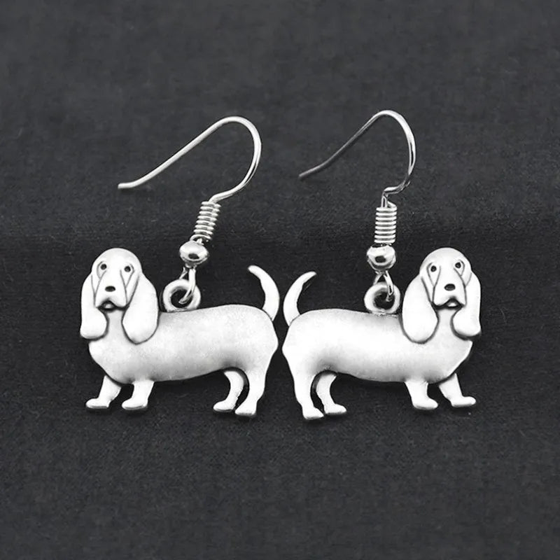 Vintage Boho Basset Hound Drop Earring Bohemian Dog Charms Earrings For Women Brincos Long Earings fashion Jewelry Pendientes