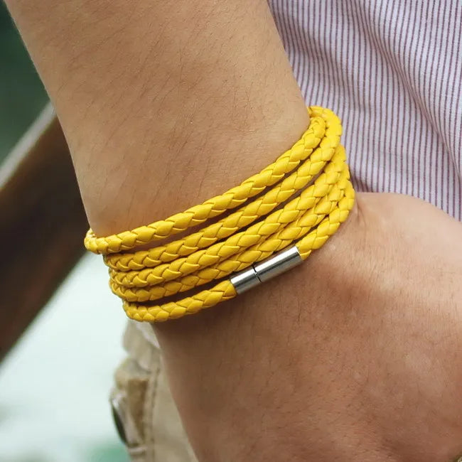 TYO Fashion 5 Layer Leather Bracelets & Charm Bangle Handmade Round Rope Turn Buckle Bracelet For Women Men Low Price Wholesale - Madeinsea©