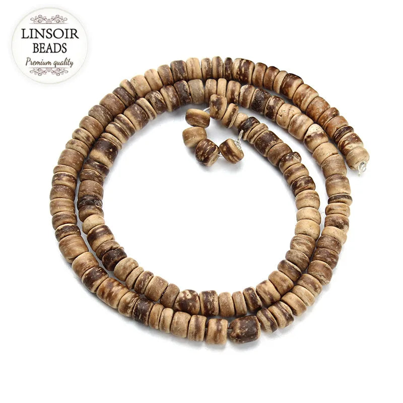 5/8/10mm Oblate Natural Wood Beads For Jewelry Making Flat Round Wooden Space Prayer Beads Tire Ball String Necklace Bracelet