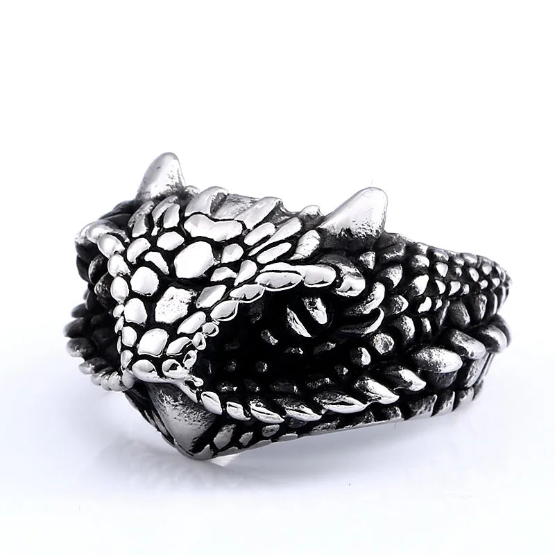 Beier 316L stainless steel Classic Animal Lizard Head Adjustable Men's Ring Punk Snake High Quality Men's Jewelry LLBR8-679R