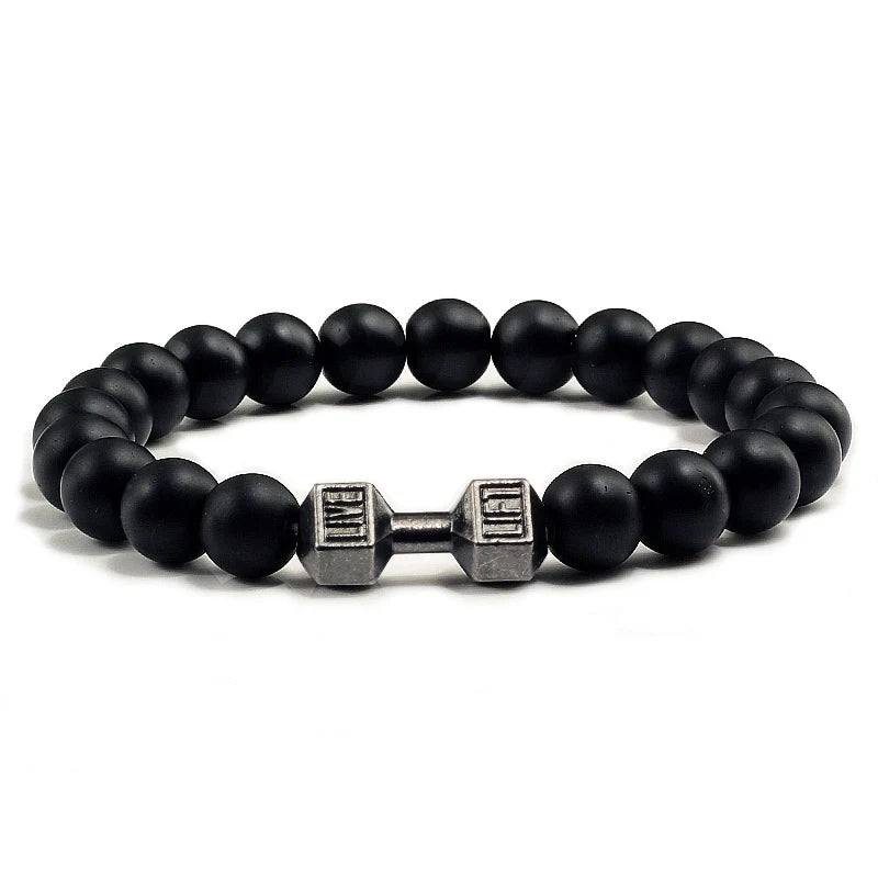 14 Style Natural stone Metal Dumbbell Lava Stone Beads Bracelets Bangles Women Jewelry Men Bracelet Couple Pulseras Hombre mujer