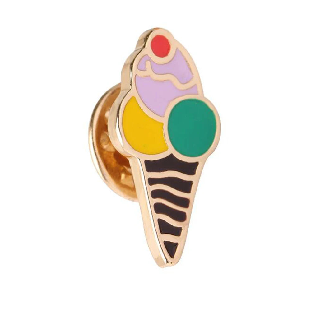 Sweet Cartoon Enamel Pins Cute Ice Cream Lapel Brooches Bright Color Mental Badges Pin Jeans Backpack Brooch Jewelry For Women